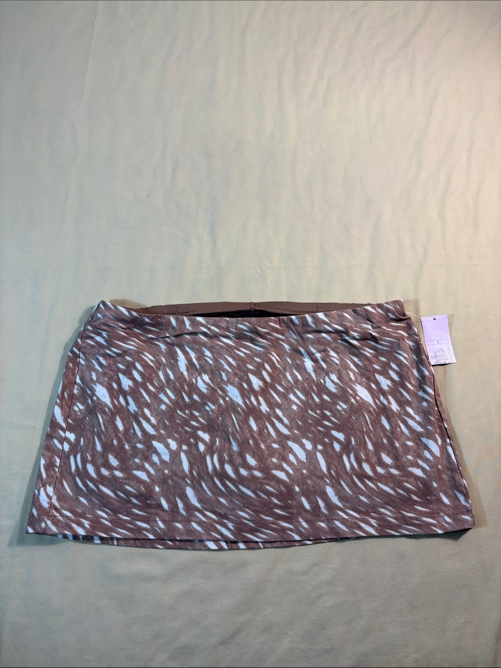 Wild Fable Brown Fawn Deer Print Athletic Casual Mini Skort Size L NWT